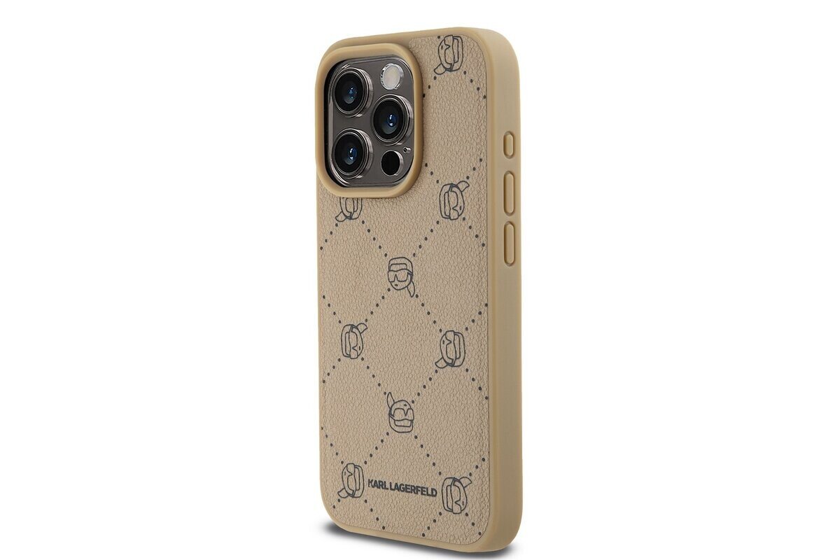 Husa Karl Lagerfeld PU Karl Heads Pattern Magsafe pentru iPhone 15 Pro Max Beige thumb
