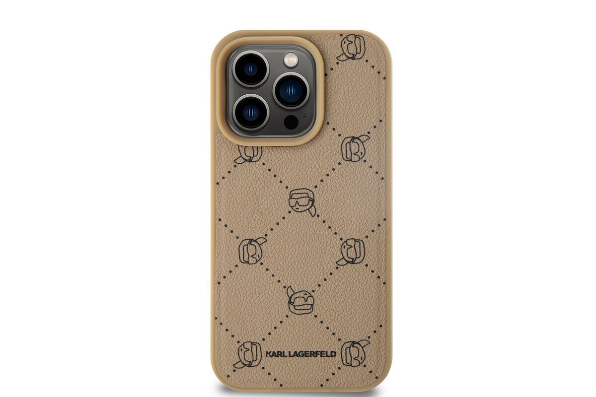 Husa Karl Lagerfeld PU Karl Heads Pattern Magsafe pentru iPhone 15 Pro Max Beige thumb