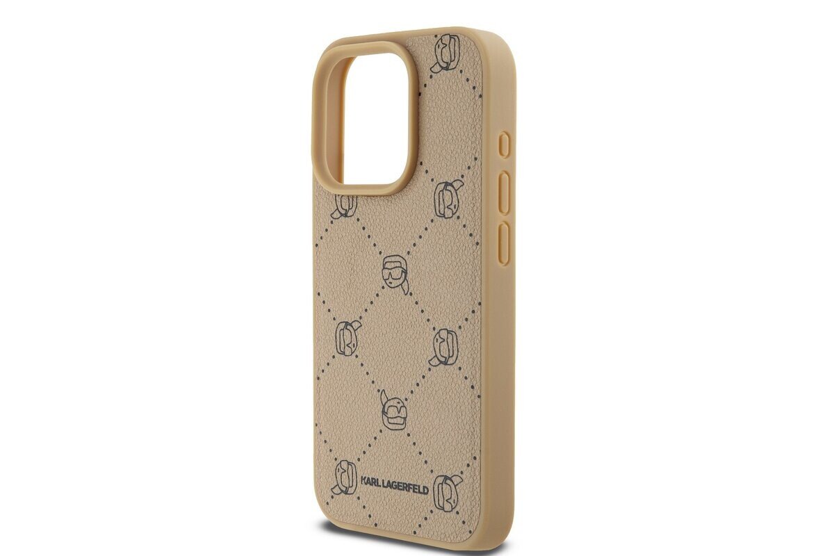 Husa Karl Lagerfeld PU Karl Heads Pattern Magsafe pentru iPhone 15 Pro Max Beige thumb