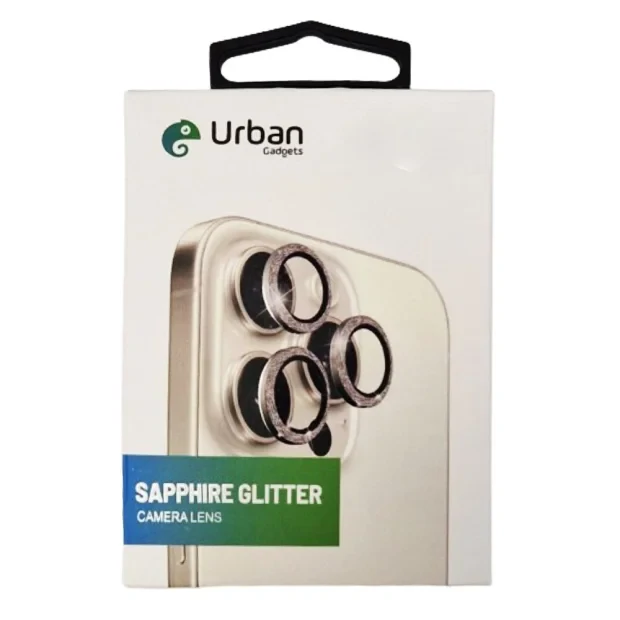 Folie Sticla Camera Glitter Urban Gadgets pentru iPhone 16/16 Plus Argintiu
