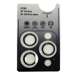 Folie Sticla Camera Glitter Urban Gadgets pentru iPhone 16 Pro/16 Pro Max Argintiu