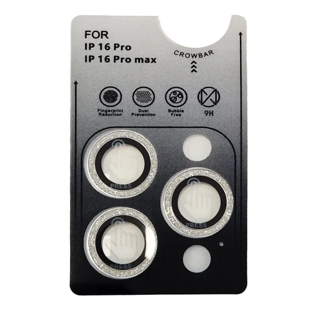 Folie Sticla Camera Glitter Urban Gadgets pentru iPhone 16 Pro/16 Pro Max Argintiu