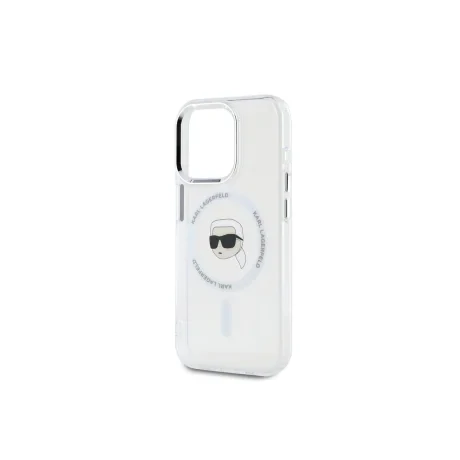 Husa Karl Lagerfeld IML Karl Head Metal Frame MagSafe pentru  iPhone 15 Pro Transparent