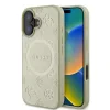 Husa Spate Guess Saffiano Bujor Stamp MagSafe pentru iPhone 16 Auriu