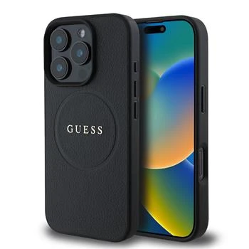 Husa Spate Guess PU Grained Classic Logo MagSafe pentru iPhone 16 Pro Max Negru thumb