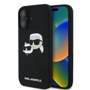 Husa Spate Karl Lagerfeld  MagSafe cu capete duble pentru iPhone 16 Plus Negru
