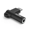 USB-C – 3.5 mm Jack Socket Aux Adapter, 90° Angled Plug, black