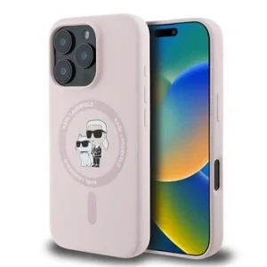 Husa Spate Karl Lagerfeld Karl si Choupette MagSafe pentru iPhone 16 Pro Max Roz