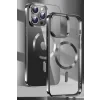 Husa Spate Clear Jelly MagSafe Metalic pentru iPhone 16 Pro Max Negru