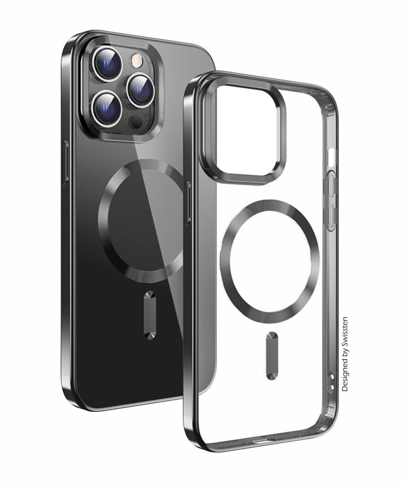 Husa Spate Clear Jelly MagSafe Metalic pentru iPhone 16 Pro Max Negru thumb