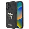 Husa Spate cu logo metalic Guess PU 4G pentru iPhone 16 Gri