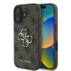 Husa Spate cu logo metalic Guess PU 4G pentru iPhone 16 Plus Maro