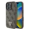 Husa Spate Guess PU 4G Strass Triangle Metal Logo pentru iPhone 16 Pro Maro