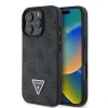 Husa Spate Guess PU 4G Strass Triangle Metal Logo pentru iPhone 16 Pro Negru