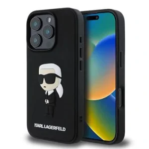 Husa Spate 3D Karl Lagerfeld pentru iPhone 16 Pro Negru