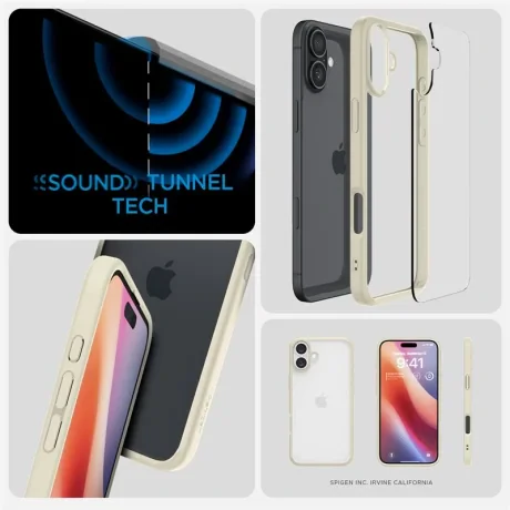 Husa Spate Spigen Ultra Hybrid pentru iPhone 16 Plus Bej