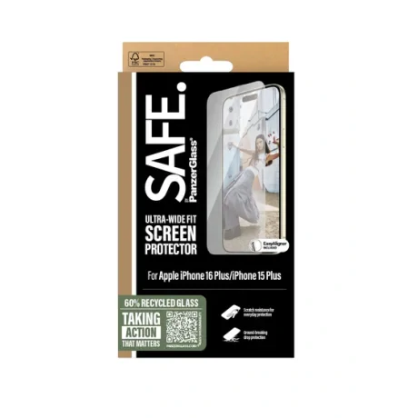 Folie Sticla PanzerGlass Safe UWF pentru iPhone 15 Plus/16 Plus
