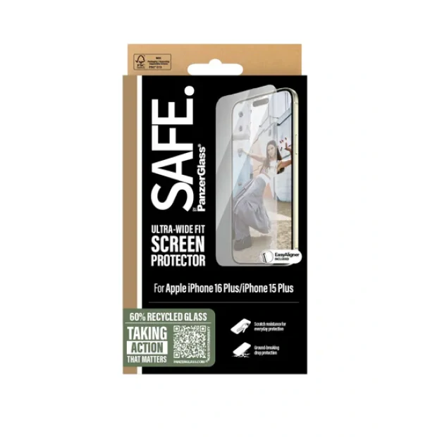 Folie Sticla PanzerGlass Safe UWF pentru iPhone 15 Plus/16 Plus