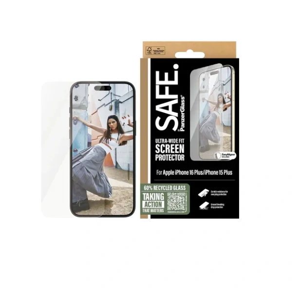 Folie Sticla PanzerGlass Safe UWF pentru iPhone 15 Plus/16 Plus