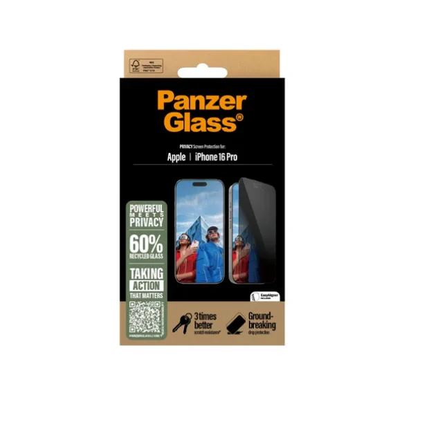 Folie Sticla Privacy PanzerGlass UWF pentru iPhone 15 Plus/16 Plus