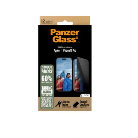 Folie Sticla Privacy PanzerGlass UWF pentru iPhone 16 Pro