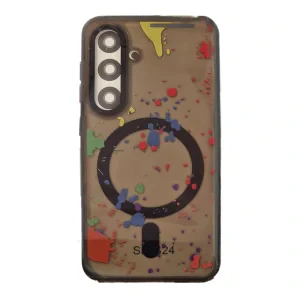 Husa Spate Fashion MagSafe pentru Samsung Galaxy S24 Negru/Multicolor
