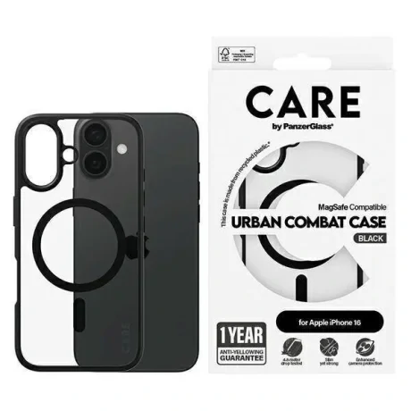 Husa Spate PanzerGlass Hard Care MagSafe pentru iPhone 16 Negru