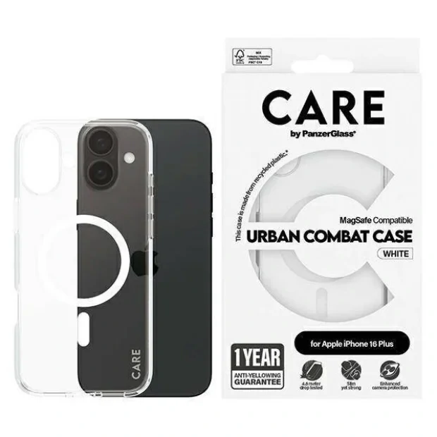 Husa Spate PanzerGlass Hard Care MagSafe pentru iPhone 16 Plus Transparent