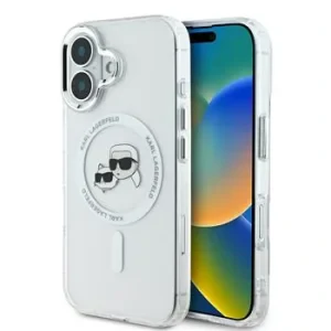 Karl Lagerfeld IML KandCH Heads Metal Frame MagSafe Husa din spate pentru iPhone 16 Transparent