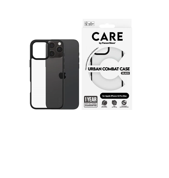Husa Spate PanzerGlass Hard Care pentru iPhone 16 Pro Max Transparent/Negru thumb
