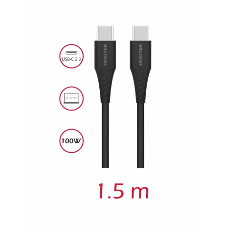 Cablu Date Swissten TPE USB-C/USB-C 5A 100W 1.5m Negru