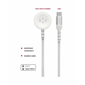 Incarcator Wireless Swissten Braided Apple Watch Metal USB-C Alb