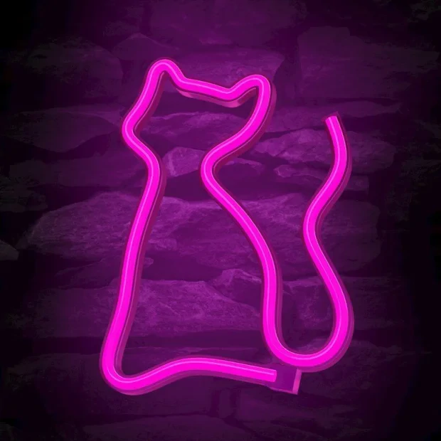 Lampa led Neon Forever cu Usb-A FLNE04 Pisica Roz