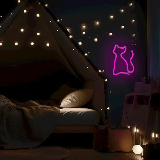 Lampa led Neon Forever cu Usb-A FLNE04 Pisica Roz