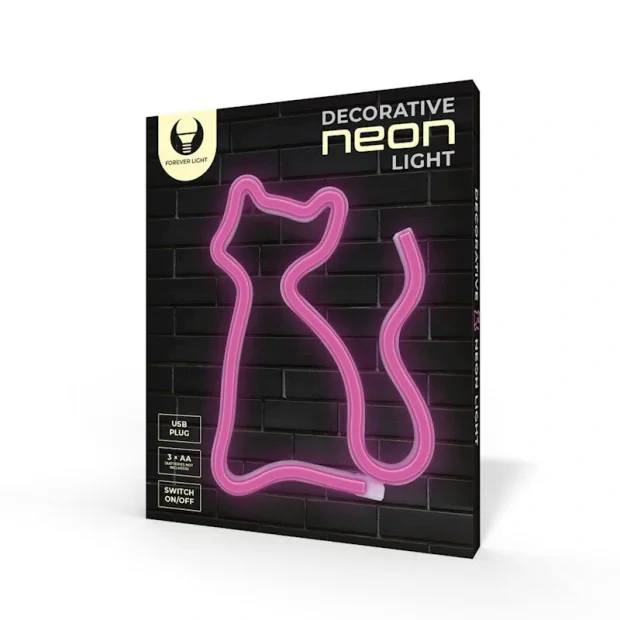 Lampa led Neon Forever cu Usb-A FLNE04 Pisica Roz