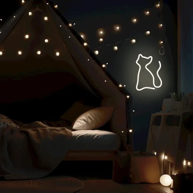 Lampa led Neon Forever cu Usb-A FLNE04 Pisica Galben