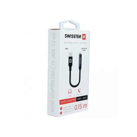 Adaptor Audio Swissten Usb-C la Jack 3.5mm 0.15m Negru