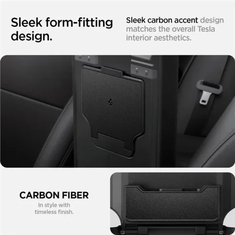 Cutie de depozitare ascunsa, organizator pentru consola centrala Spigen Tesla, neagra - Tesla Model 3 (2024)