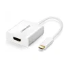 Adaptor video Ugreen, USB Type-C (T) la 1 x HDMI (M), rezolutie 4K (3840 x 2160) la 60 Hz, conectori auriti, alb "40273"