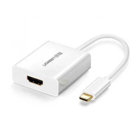 Adaptor video Ugreen, USB Type-C (T) la 1 x HDMI (M), rezolutie 4K (3840 x 2160) la 60 Hz, conectori auriti, alb "40273"