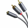 Cablu audio Ugreen, "AV102" stereo 3.5 mm jack (M) la 2 x RCA (T), 1m, conectori auriti, gri "10588"