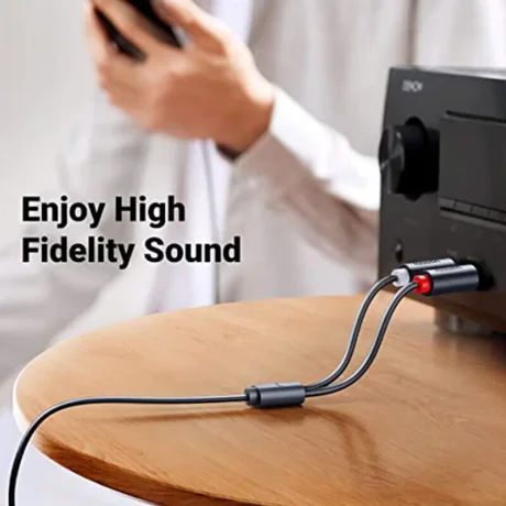 Cablu audio Ugreen, "AV102" stereo 3.5 mm jack (M) la 2 x RCA (T), 1m, conectori auriti, gri "10588"