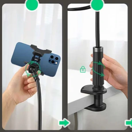 Suport Telefon Ugreen, &quot;LP113&quot; pt. SmartPhone, fixare birou clips, dimensiune cablu 90 cm, negru &quot;80906&quot;