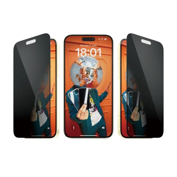 Folie Sticla Privacy PanzerGlass UWF pentru iPhone 15 Plus cu aplicator Negru