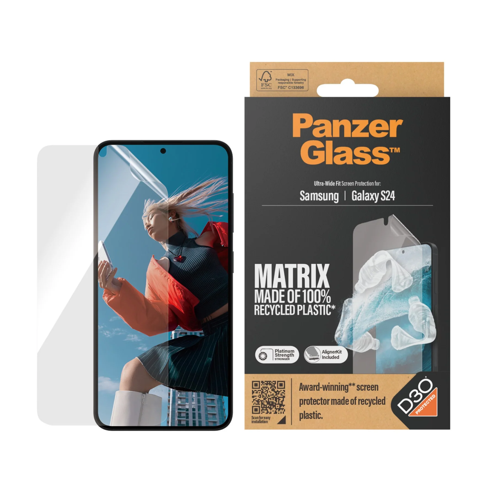 Folie Sticla PanzerGlass D3O Matrix UWF pentru Samsung Galaxy S24 cu aplicator thumb