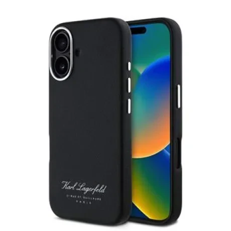 Husa Karl Lagerfeld Grained PU Hotel RSG pentru iPhone 16, Negru