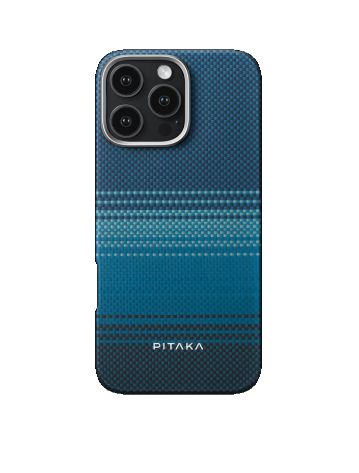 Husa Spate Pitaka Tactile Woven MagEz Aramid pentru iPhone 16 Pro Albastru thumb