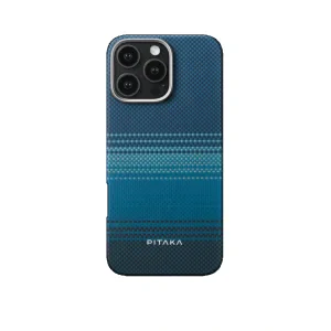 Husa Spate Pitaka Tactile Woven MagEz Aramid pentru iPhone 16 Pro Albastru