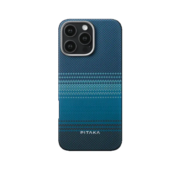 Husa Spate Pitaka Tactile Woven MagEz Aramid pentru iPhone 16 Pro Albastru