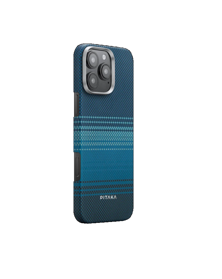 Husa Spate Pitaka Tactile Woven MagEz Aramid pentru iPhone 16 Pro Albastru thumb